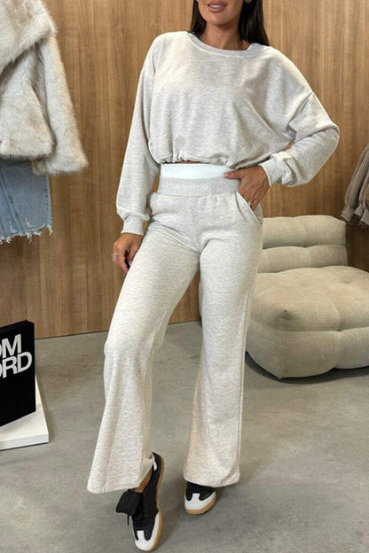 Women's Round Neck Long Sleeve Casual Sweatshirt Suit Pant sets sets Two piece sets