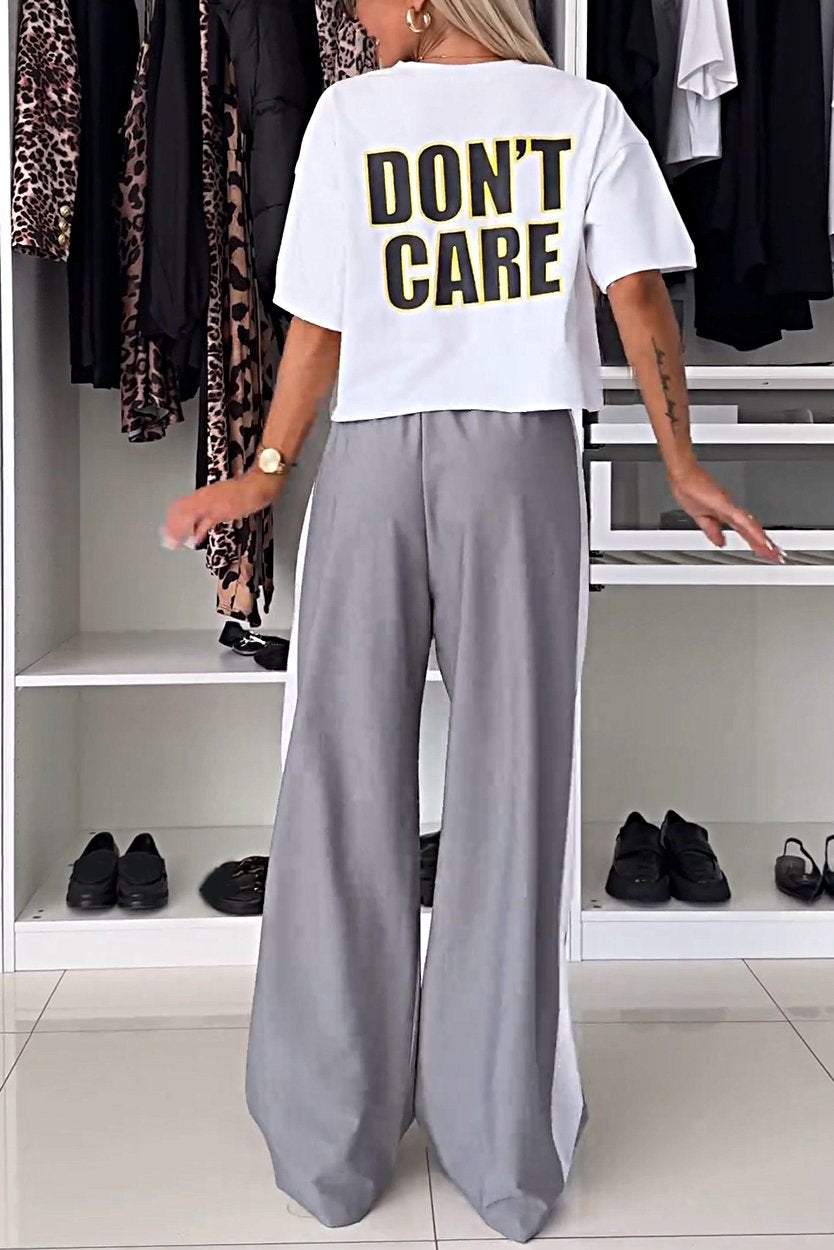 Women's Fashion Printed Casual T-shirt and Pants Two-piece Set Set