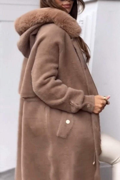 Women's Winter Solid Color Zip-up Hooded Warm Coat Coats Tops