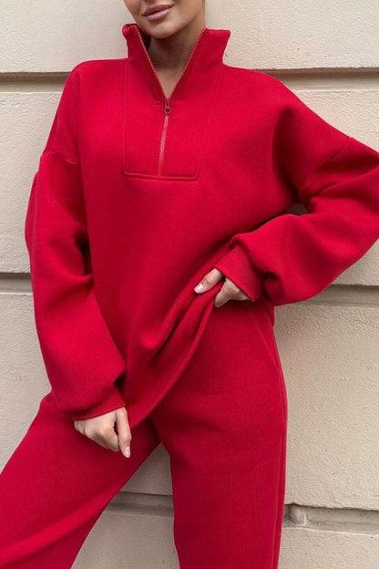 Women's Turtleneck Long Sleeve Sweatshirt Two-piece Suit Pant sets Two piece sets