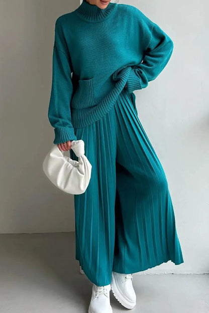 Women's Round Neck Long Sleeve Knitted Sweater Suit Sets Two piece sets