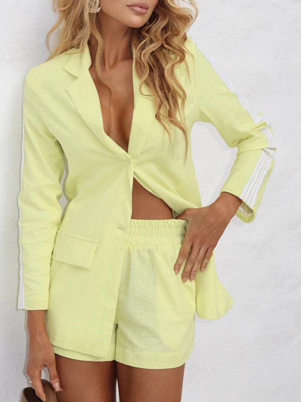 Women's Lapel Long-sleeved Striped Casual Suit Suit