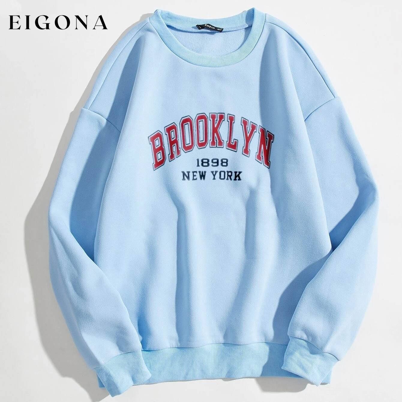 Letter Graphic Thermal Lined Sweatshirt Baby Blue __stock:500 clothes refund_fee:800 tops
