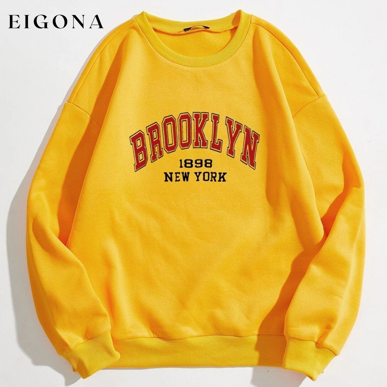 Letter Graphic Thermal Lined Sweatshirt Yellow __stock:500 clothes refund_fee:800 tops