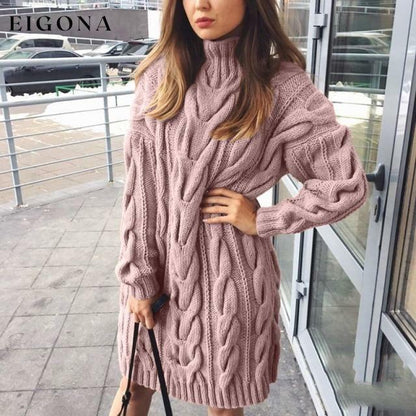 Vintage Solid Knitted Dress Pink Best Sellings casual dresses clothes Plus Size Sale short dresses