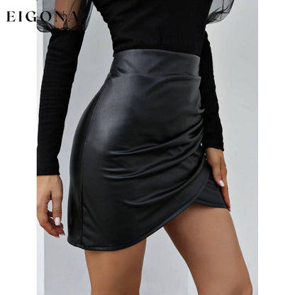 PU Wrap Hem Bodycon Skirt __stock:200 bottoms refund_fee:1200