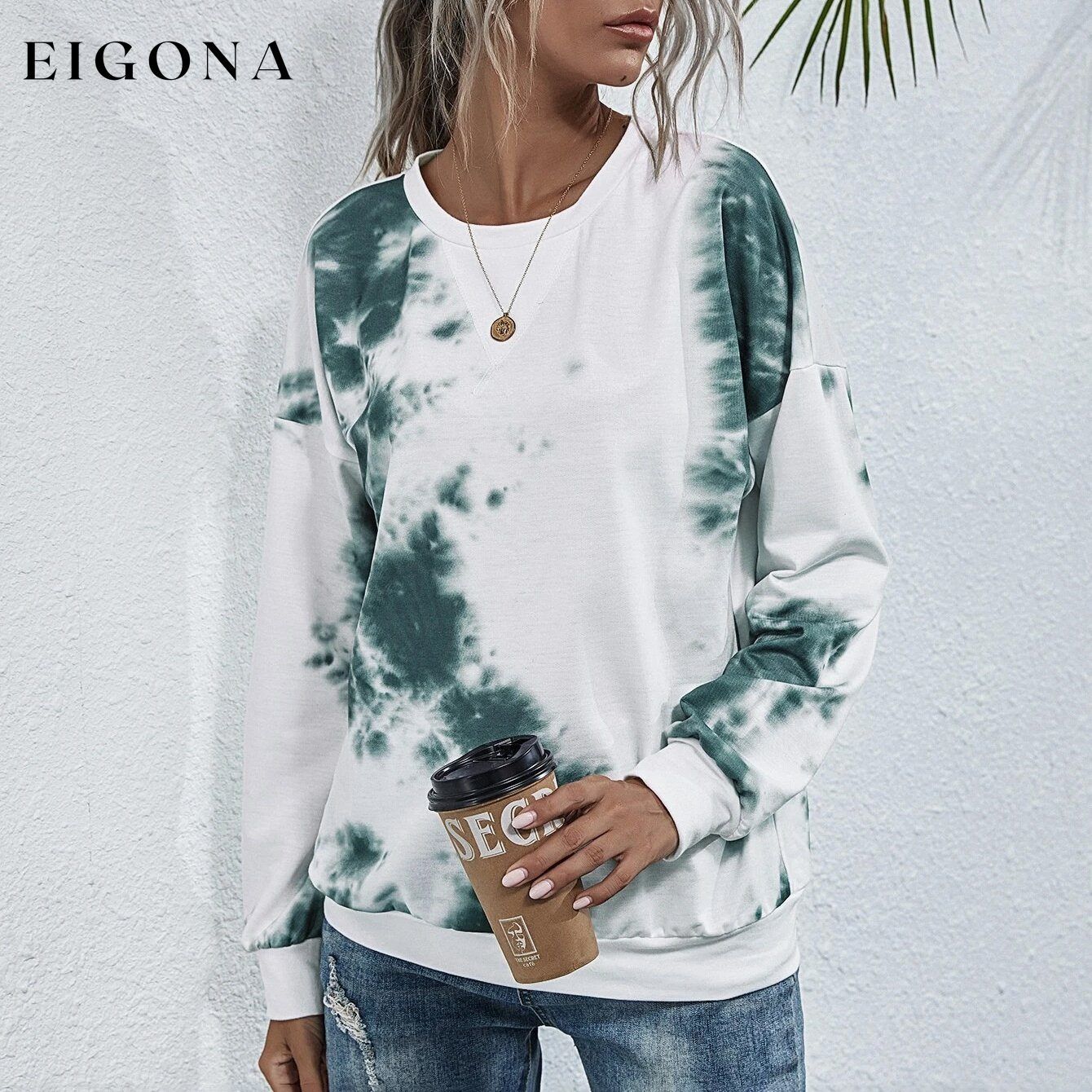 Tie Dye Round Neck Sweatshirt __stock:500 clothes refund_fee:800 show-color-swatches tops