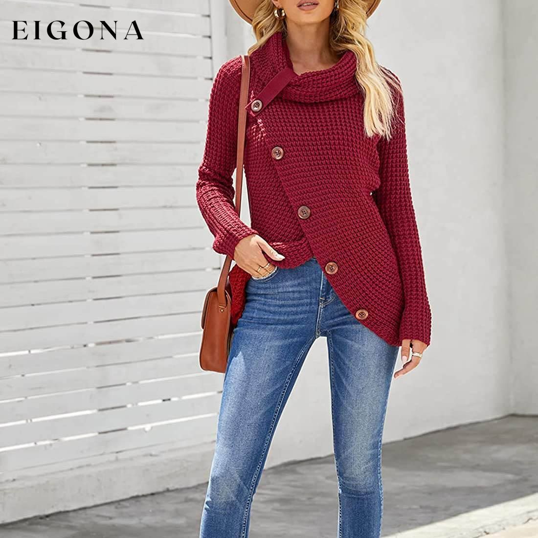 Women Long Sleeve Asymmetric Wrap Pullover Sweater Jumper Tops __stock:200 clothes refund_fee:1200 tops