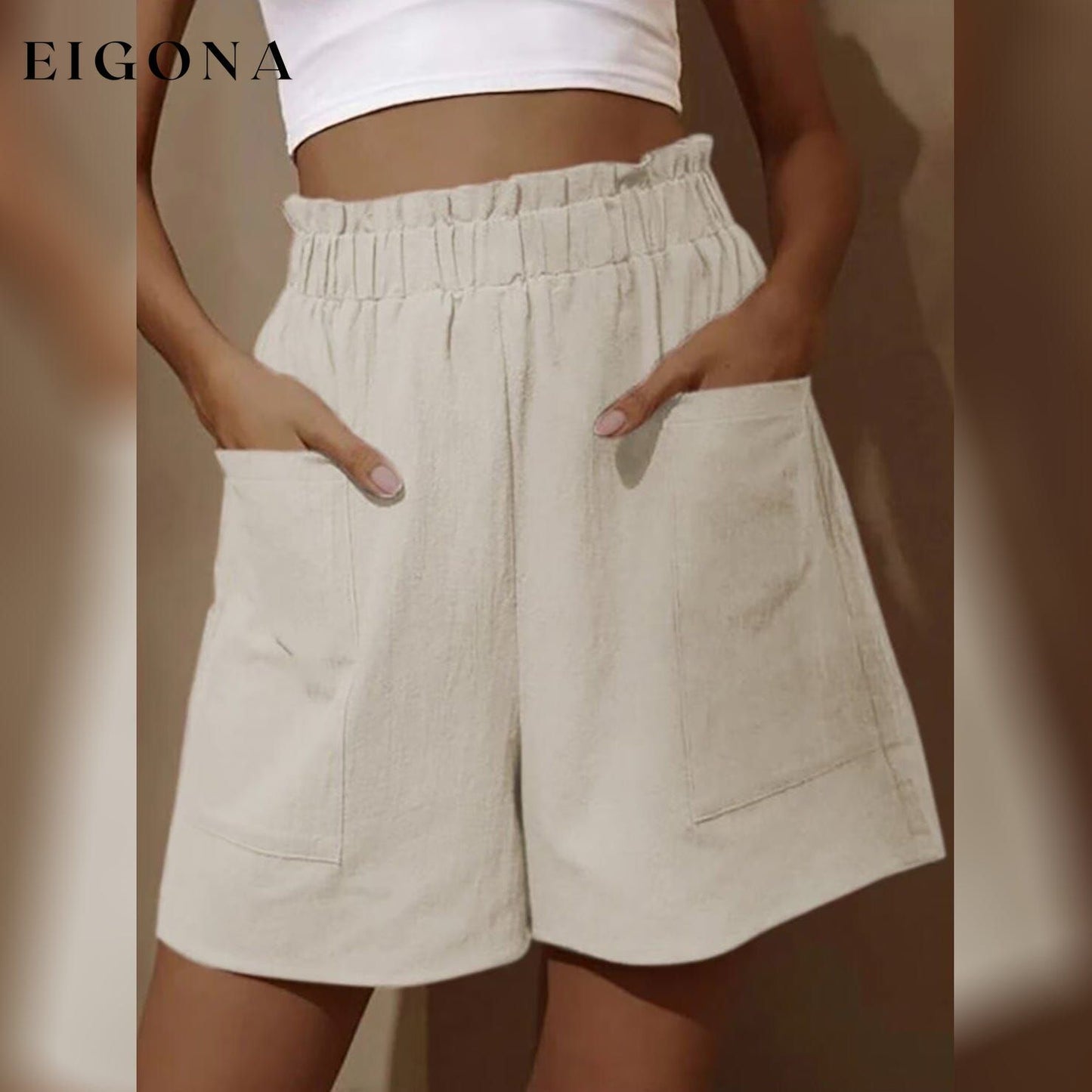 Women's Basic Essential Casual/Sporty Wide Leg Bermuda Shorts Beige __stock:200 bottoms refund_fee:800