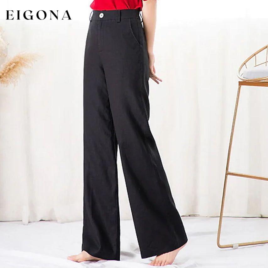 Women's Basic Soft Straight Twill Pants Black __stock:200 bottoms refund_fee:1200