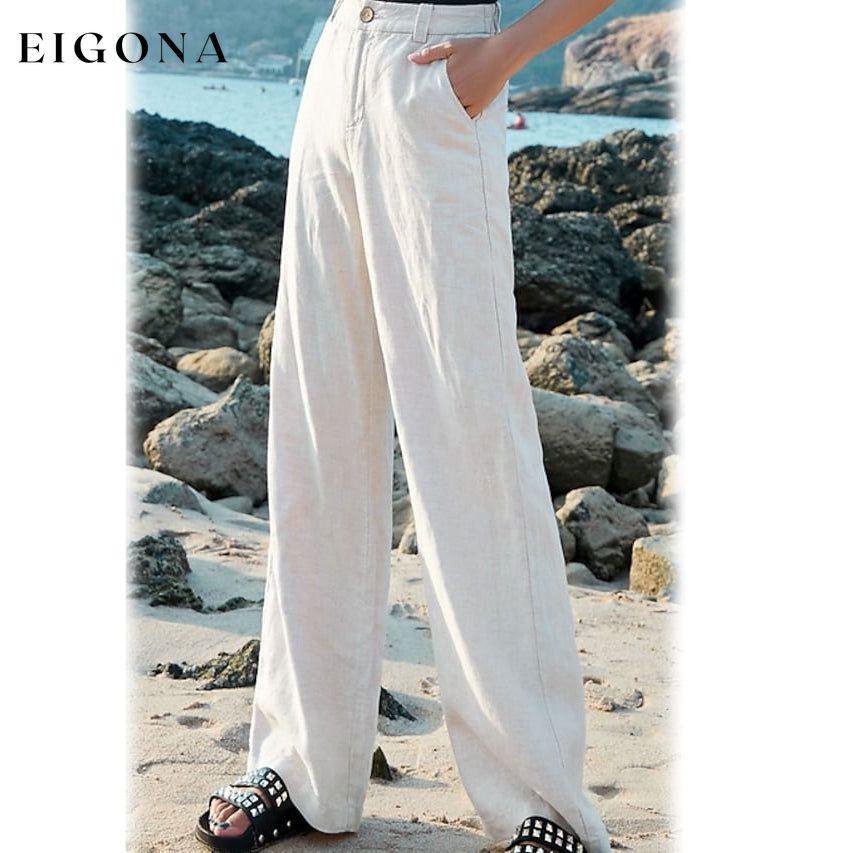 Women's Basic Soft Straight Twill Pants White __stock:200 bottoms refund_fee:1200