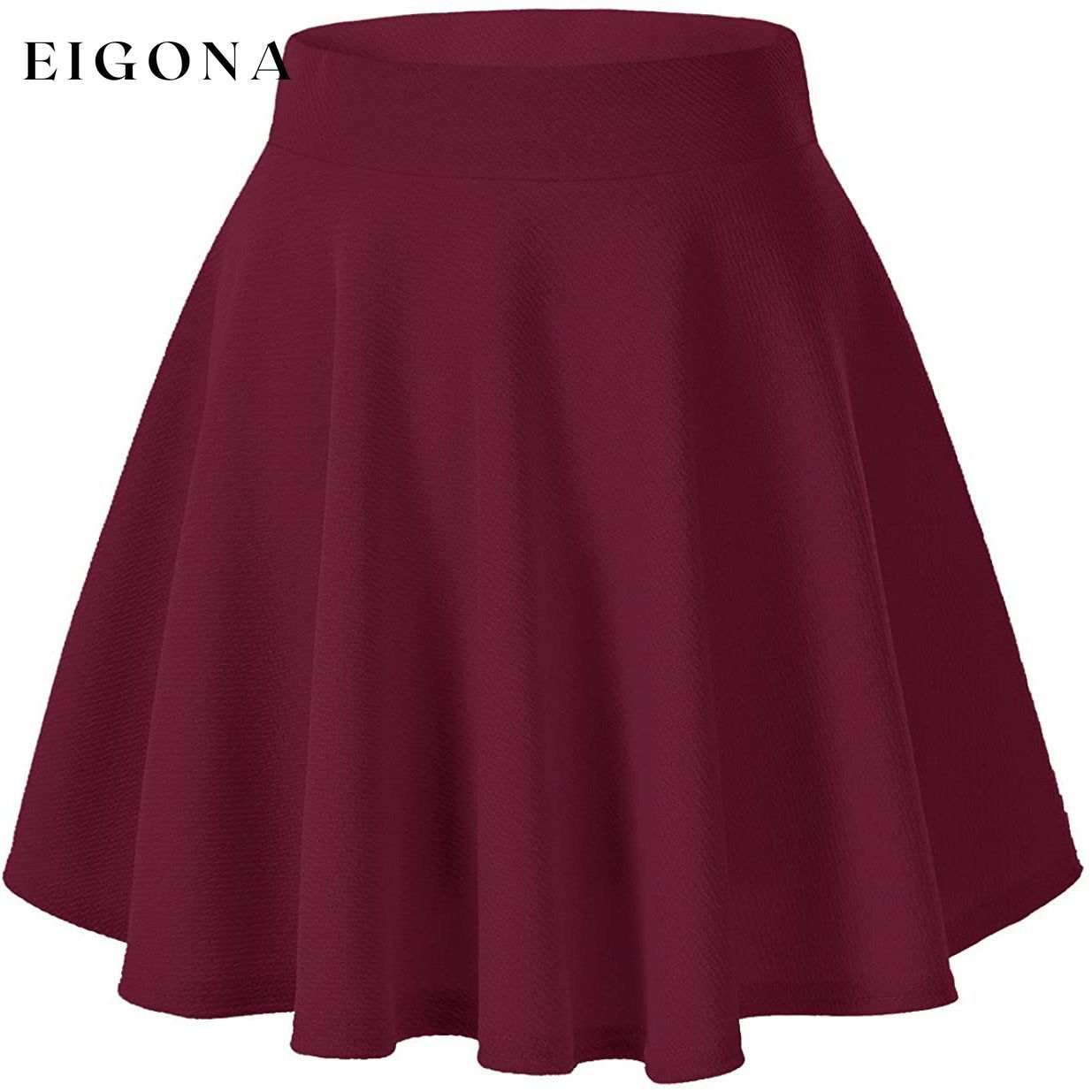 Women's Basic Versatile Flared Mini Skater Skirt Wine Red __stock:200 bottoms refund_fee:1200