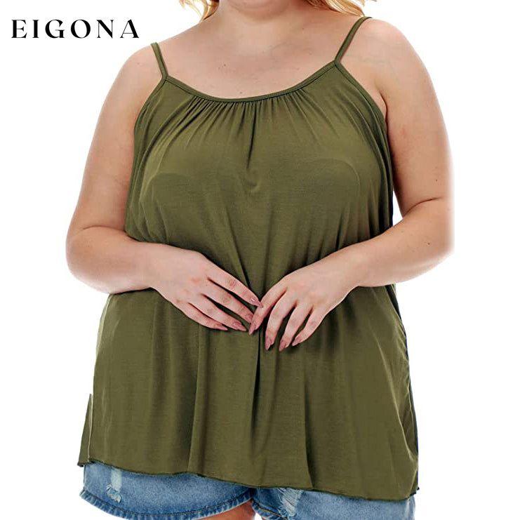 Women's Camisole Tank Top Army Green __stock:200 clothes refund_fee:800 tops