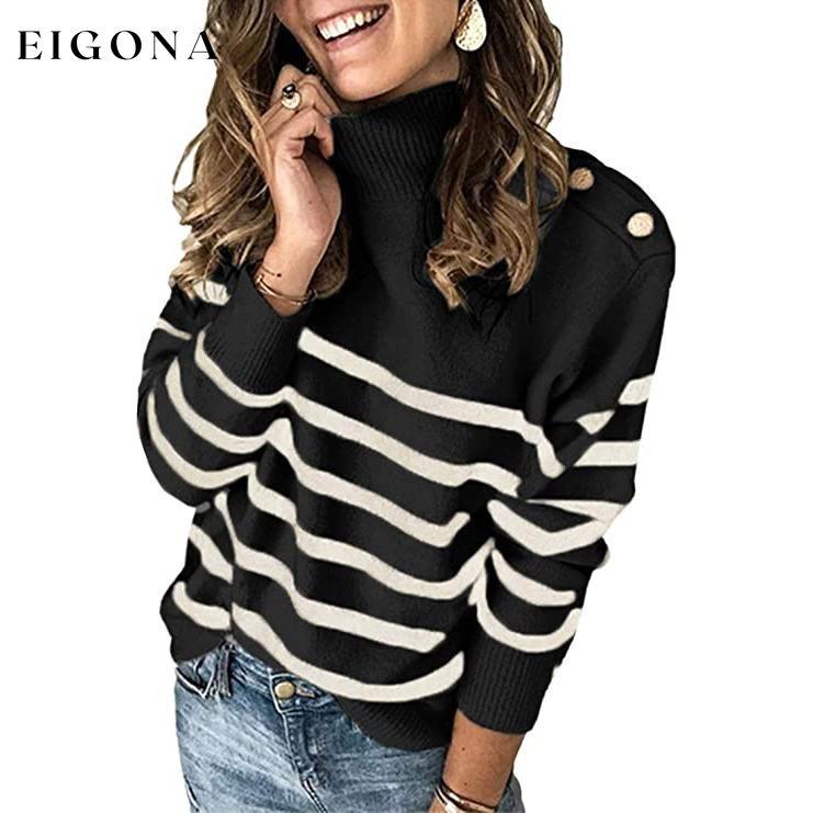 Women's Casual Long Sleeve Crewneck Patchwork Knit Sweater Top Black __stock:50 clothes refund_fee:1200 tops