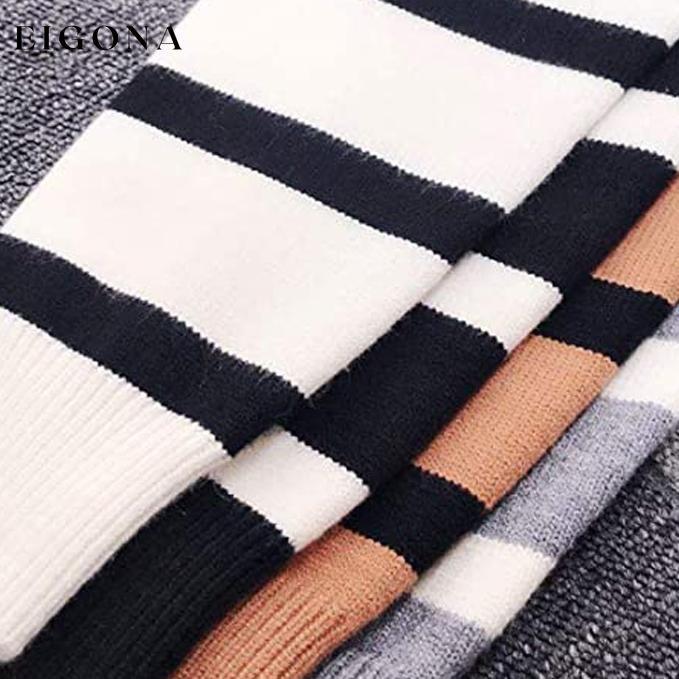 Women's Casual Long Sleeve Crewneck Patchwork Knit Sweater Top __stock:50 clothes refund_fee:1200 tops