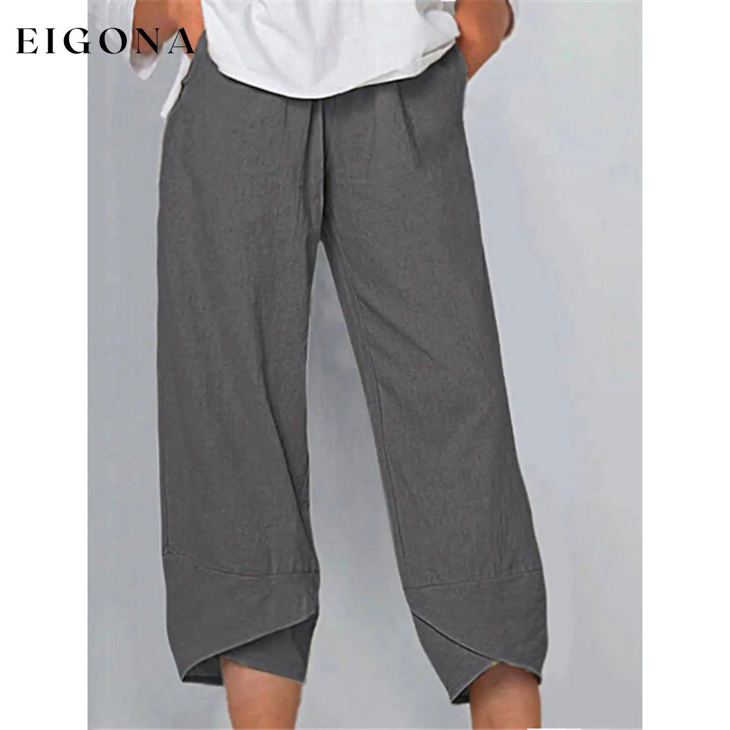 Women's Casual Plus Size Cotton Pants Gray __stock:200 bottoms refund_fee:1200