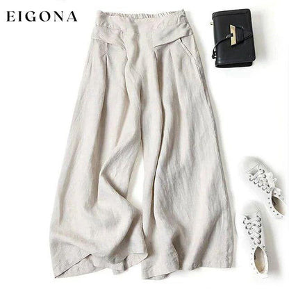 Women's Casual Wide Leg Pants Beige __stock:200 bottoms refund_fee:1200