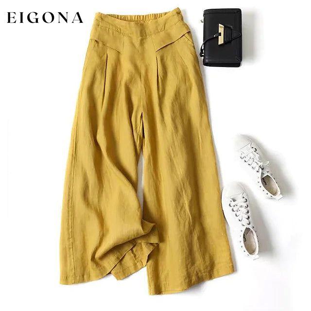 Women's Casual Wide Leg Pants Yellow __stock:200 bottoms refund_fee:1200