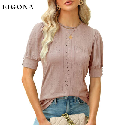 Women's Dressy Casual Puff Sleeve Tops Pink __stock:200 clothes refund_fee:1200 tops