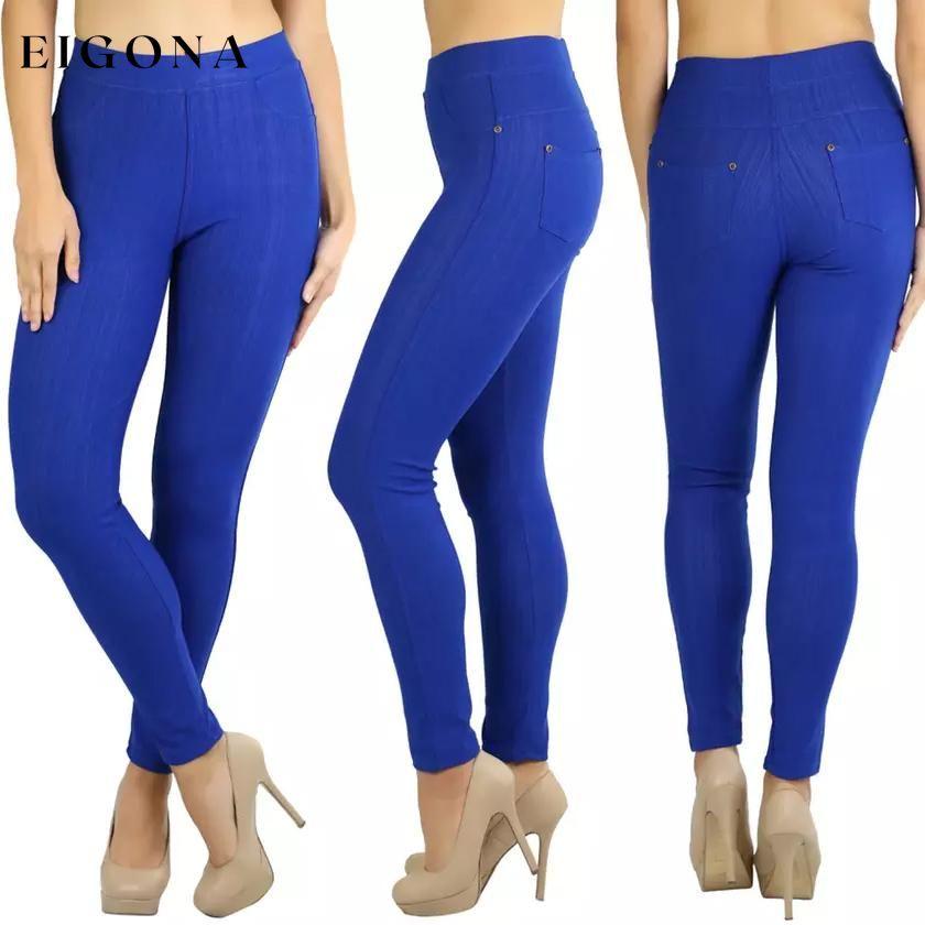 Women's Elegant Denim Like Back Pocket Jeggings Royal Blue __stock:550 bottoms refund_fee:1200 show-color-swatches