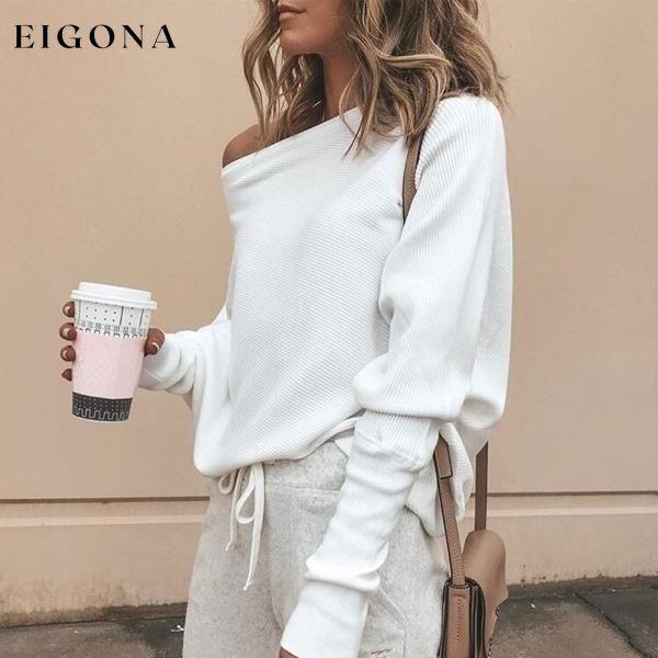 Women's Fashion Off Shoulder Long Sleeve Sweater Casual Long Sleeved Sweatshirt Top __stock:100 clothes refund_fee:800 show-color-swatches tops