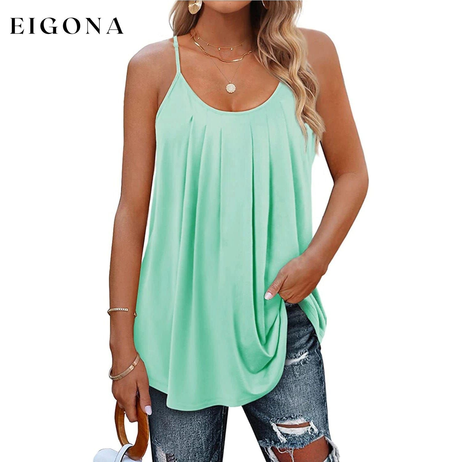 Women's Hawaiian Tank Top Light Green __stock:200 clothes refund_fee:1200 tops