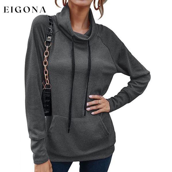 Women's High Collar Long Sleeve Lace Loose Pullover Top Hoodie Gray __stock:50 clothes refund_fee:1200 tops