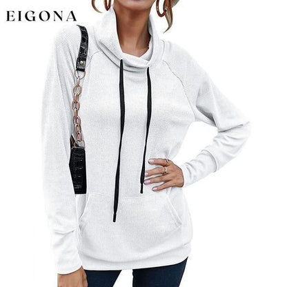 Women's High Collar Long Sleeve Lace Loose Pullover Top Hoodie White __stock:50 clothes refund_fee:1200 tops