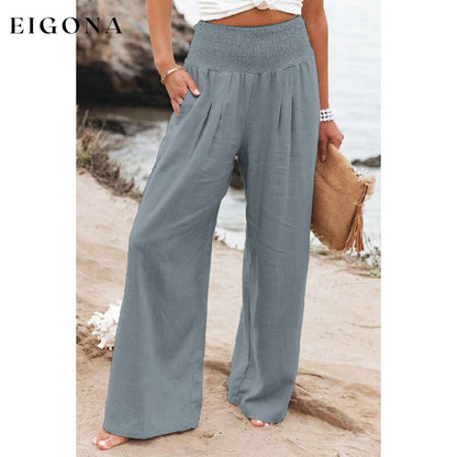 Women's High Waist Loose Wide Leg Pants Gray __stock:200 bottoms refund_fee:1200