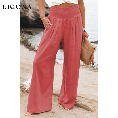 Women's High Waist Loose Wide Leg Pants Orange __stock:200 bottoms refund_fee:1200