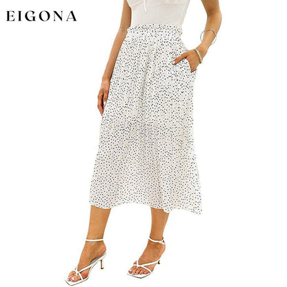 Womens High Waist Polka Dot Pleated Skirt White __stock:200 bottoms refund_fee:1200