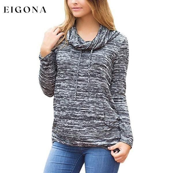 Women's Long Sleeve High Collar Tops Casual Tie Dye Sweatshirt Gray __stock:100 clothes refund_fee:800 tops