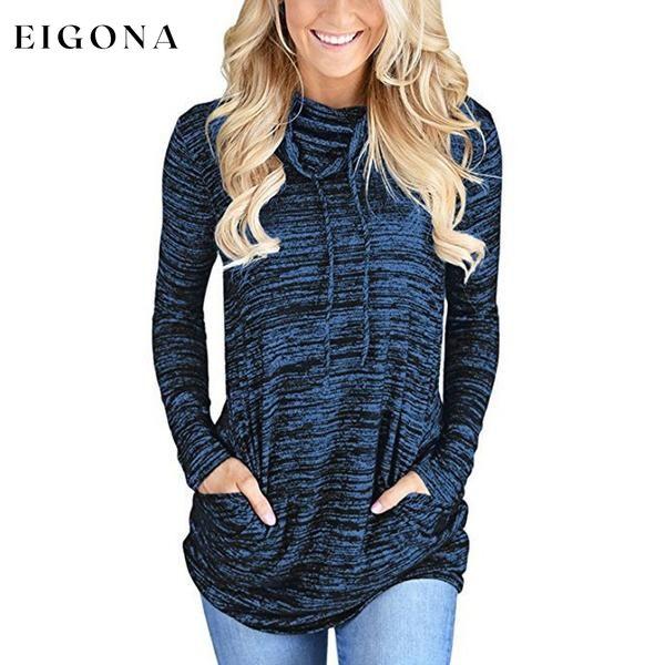 Women's Long Sleeve High Collar Tops Casual Tie Dye Sweatshirt Navy Blue __stock:100 clothes refund_fee:800 tops