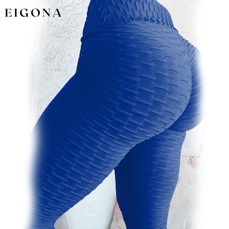 Women's Mid Waist Solid Colored Ruched Sports Yoga Normal Basic Legging Royal Blue __stock:200 bottoms refund_fee:800 show-color-swatches