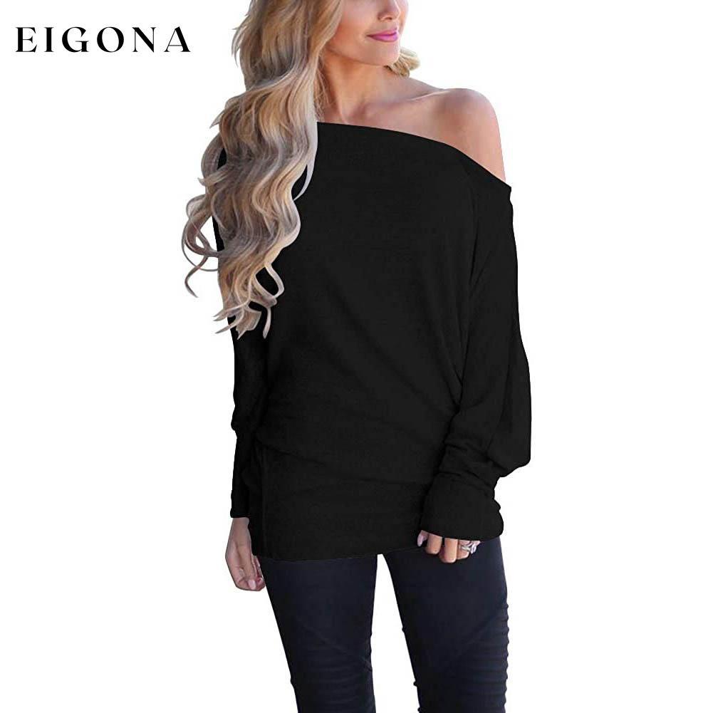 Women's Off-Shoulder Long-Sleeved Top Black clothes refund_fee:800 tops