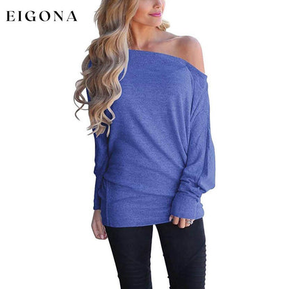Women's Off-Shoulder Long-Sleeved Top Royal Blue clothes refund_fee:800 tops