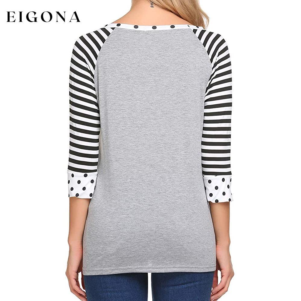 Women's Polka Dots Striped 3/4 Sleeve Top __stock:200 clothes Low stock refund_fee:800 tops