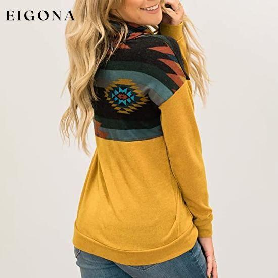 Women's Quarter Zip Color Block Pullover Sweatshirt __stock:100 clothes refund_fee:1200 tops