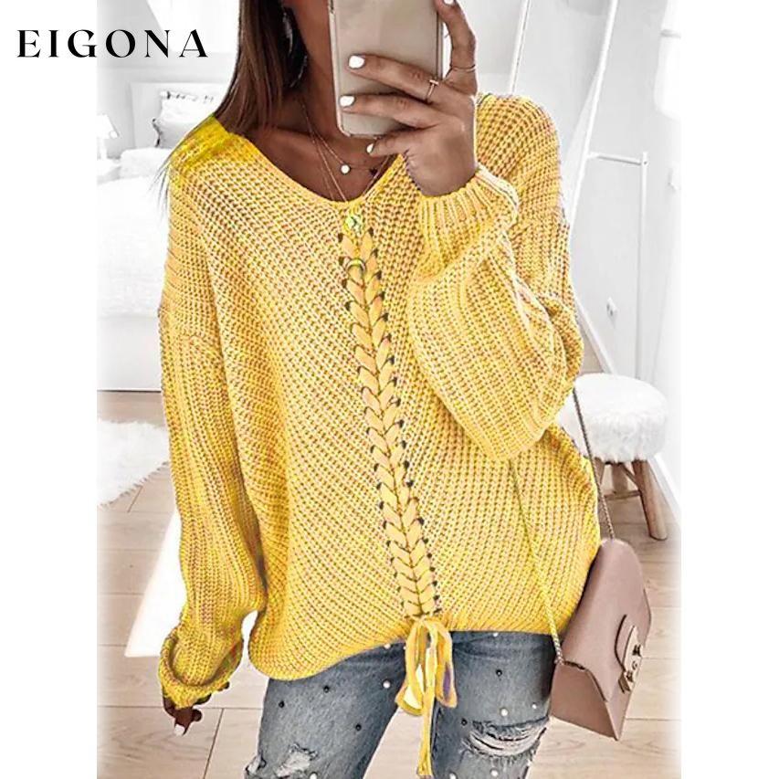 Women's Ribbed Knit Long Sleeve Lightweight Tunic Top Yellow __stock:200 clothes refund_fee:1200 tops
