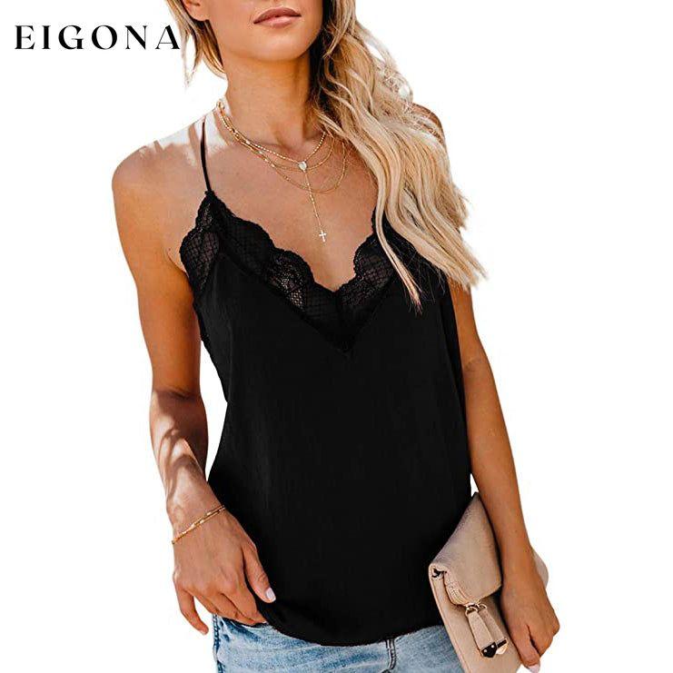 Women's Sexy V Neck Casual Sleeveless Cami Tank Top Black __stock:200 clothes refund_fee:800 tops