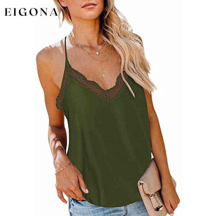 Women's Sexy V Neck Casual Sleeveless Cami Tank Top Green __stock:200 clothes refund_fee:800 tops