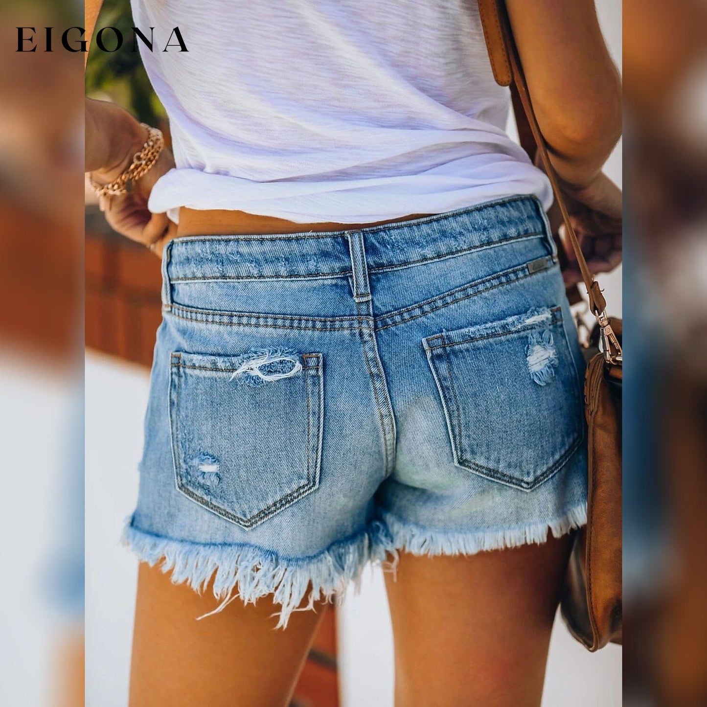 Women's Shorts Hot Pants Distressed Jeans Denim __stock:200 bottoms refund_fee:1200