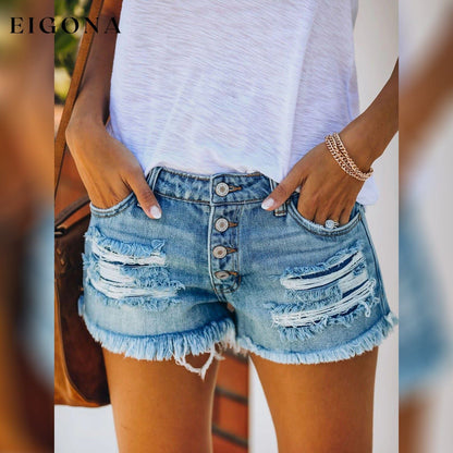 Women's Shorts Hot Pants Distressed Jeans Denim __stock:200 bottoms refund_fee:1200