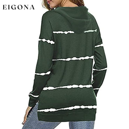 Women's Striped Printed Long Sleeve Drawstring Pullover Hoodie __stock:50 clothes refund_fee:800 tops