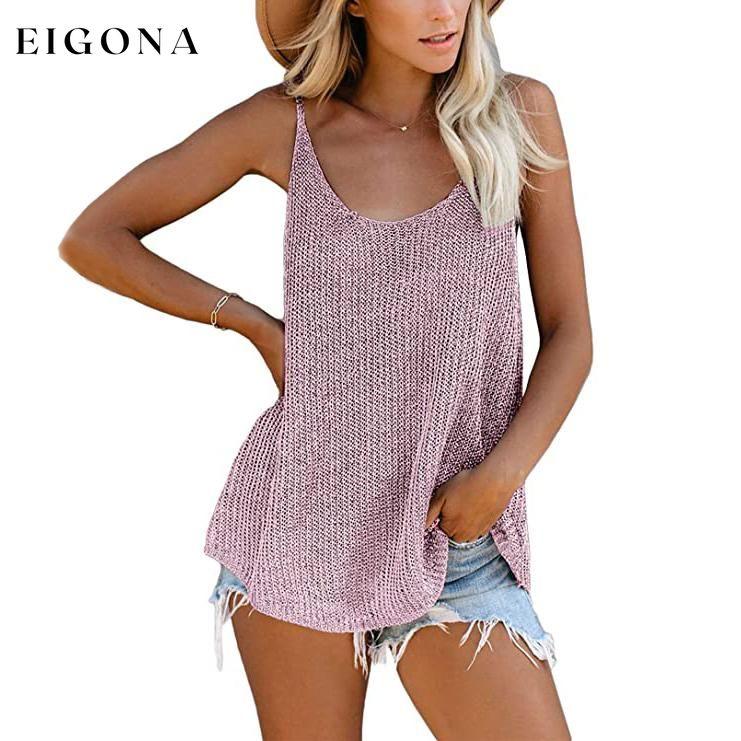Women's Summer Scoop Neck Knit Cami Tank Tops Pink __stock:500 clothes refund_fee:800 tops