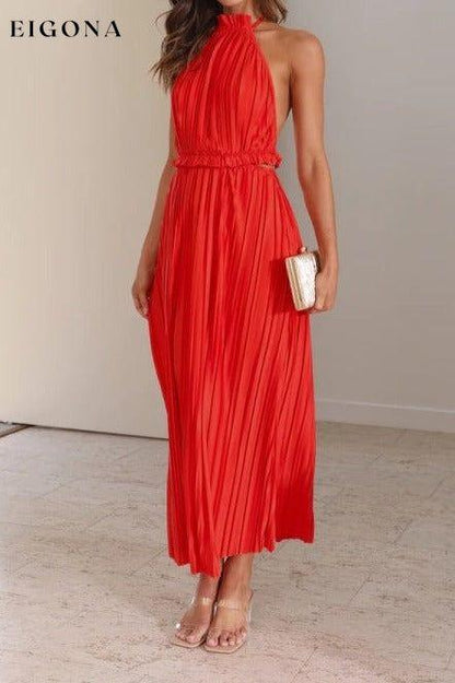 New style fashionable fresh off-shoulder halterneck strappy personalized backless long dress Red clothes dress dresses long sleeve dresses maxi dress