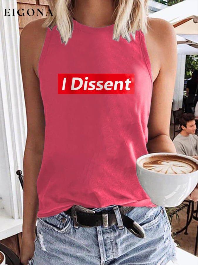 Casual Crew Neck Letter Print Sleeveless Tank Top