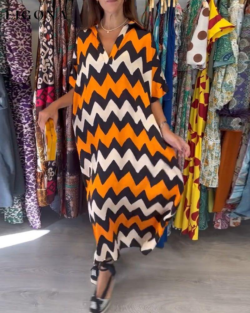 Wave print casual long dress casual dresses spring summer