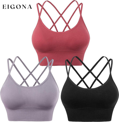 3-Pack: Women's Padded Spaghetti Strap Crisscross Bra Red Black Lavender __stock:200 lingerie refund_fee:1200