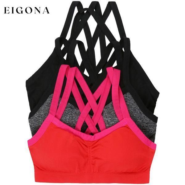 3-Pack: Women's Wire-Free Seamless Sports Bra with Cross-Back __stock:100 lingerie Low stock refund_fee:1200